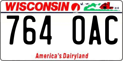 WI license plate 764OAC
