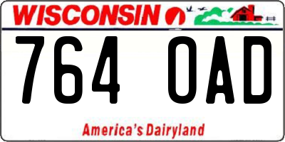 WI license plate 764OAD