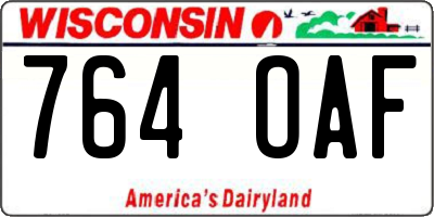 WI license plate 764OAF