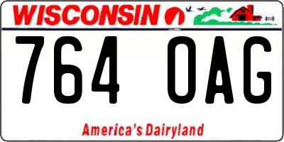 WI license plate 764OAG