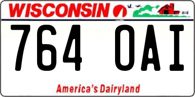 WI license plate 764OAI