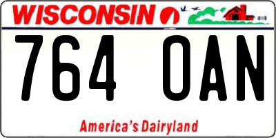 WI license plate 764OAN