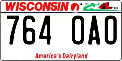 WI license plate 764OAO