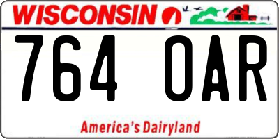 WI license plate 764OAR