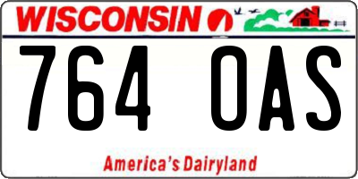 WI license plate 764OAS
