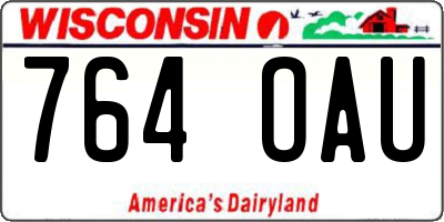 WI license plate 764OAU