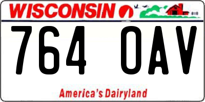 WI license plate 764OAV