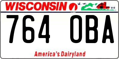 WI license plate 764OBA