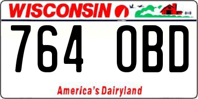 WI license plate 764OBD