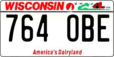 WI license plate 764OBE