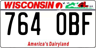 WI license plate 764OBF