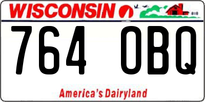 WI license plate 764OBQ
