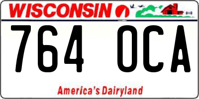 WI license plate 764OCA