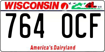 WI license plate 764OCF