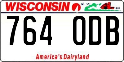 WI license plate 764ODB