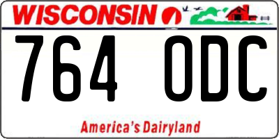 WI license plate 764ODC