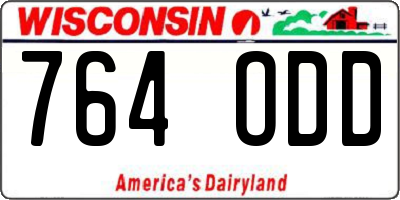 WI license plate 764ODD