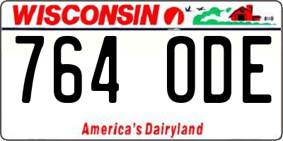 WI license plate 764ODE