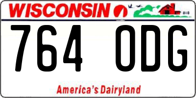 WI license plate 764ODG