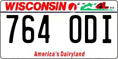 WI license plate 764ODI