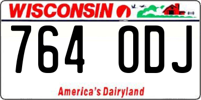 WI license plate 764ODJ