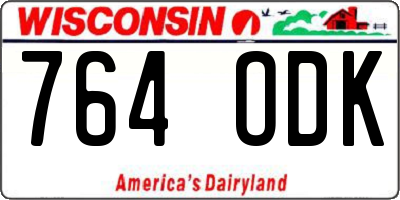 WI license plate 764ODK