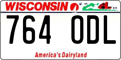 WI license plate 764ODL