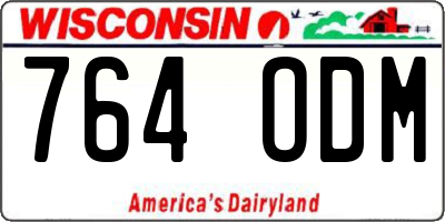 WI license plate 764ODM