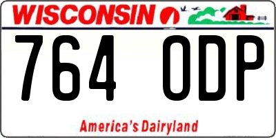 WI license plate 764ODP