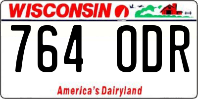 WI license plate 764ODR