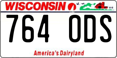 WI license plate 764ODS
