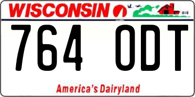 WI license plate 764ODT