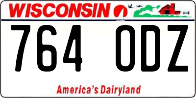 WI license plate 764ODZ