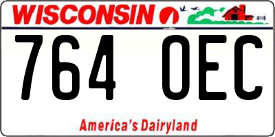 WI license plate 764OEC