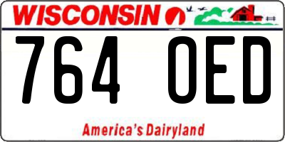 WI license plate 764OED