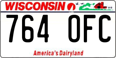 WI license plate 764OFC