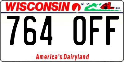 WI license plate 764OFF