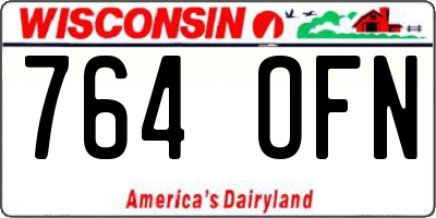 WI license plate 764OFN