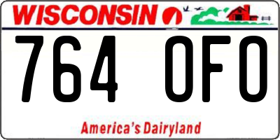 WI license plate 764OFO