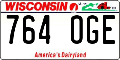 WI license plate 764OGE