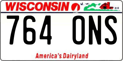 WI license plate 764ONS