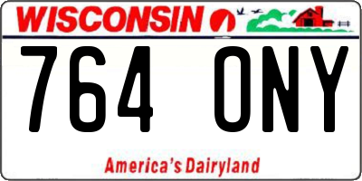WI license plate 764ONY