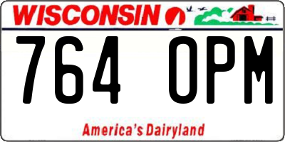 WI license plate 764OPM