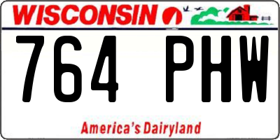 WI license plate 764PHW