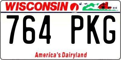 WI license plate 764PKG
