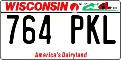 WI license plate 764PKL