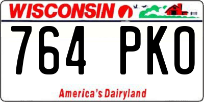 WI license plate 764PKO