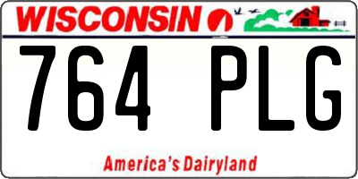 WI license plate 764PLG