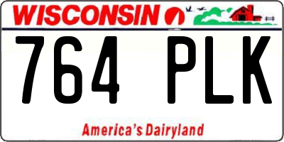 WI license plate 764PLK