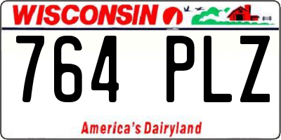 WI license plate 764PLZ
